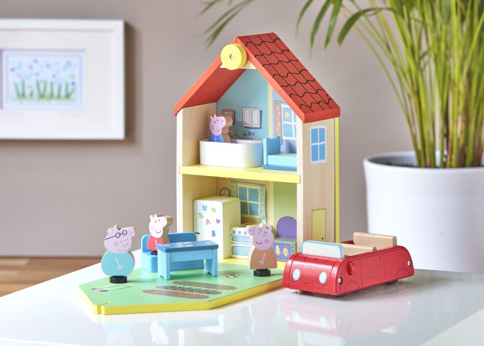 Houten familiewagen met figuur - Peppa Pig 5029736072087