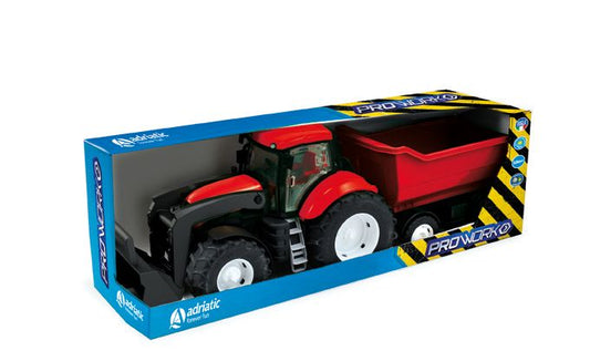 Rode Tractor Met Frontlader En Trailer ,70Cm 8002936132604