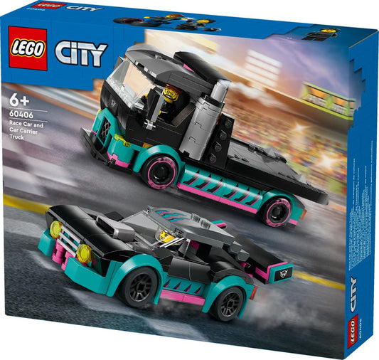Race Car And Car Carrier Truck 5702017567495