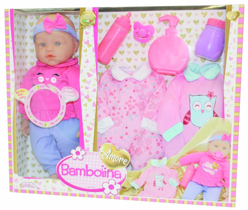 Pop met babygeluidjes en kledij - Amore - 40 cm 4895167985200