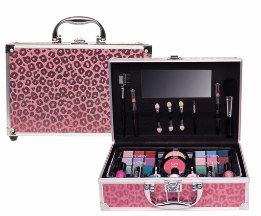 Make-up koffer roze alu luipaard print 8711603592510