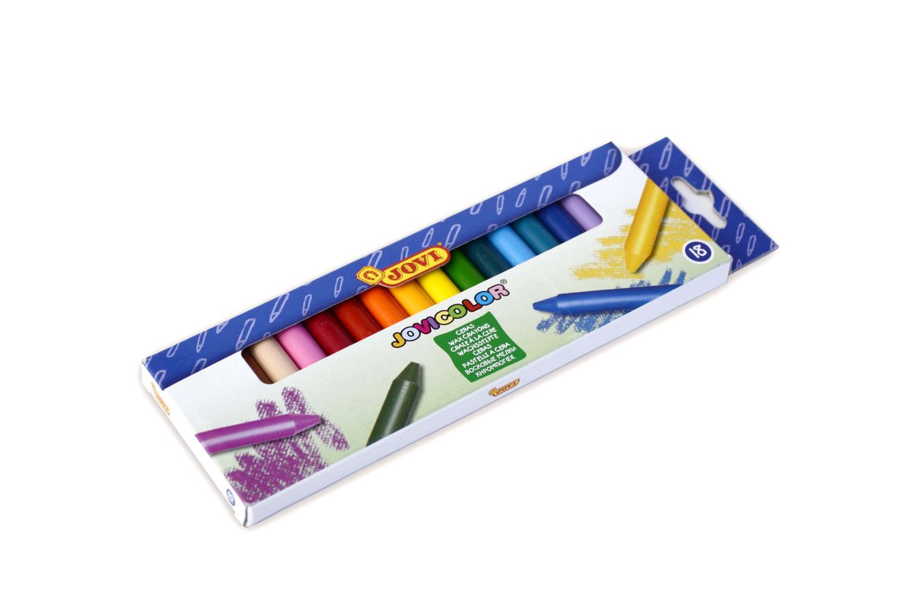 Ronde waskrijtjes gemengde kleuren - etui 18st 8412027000437