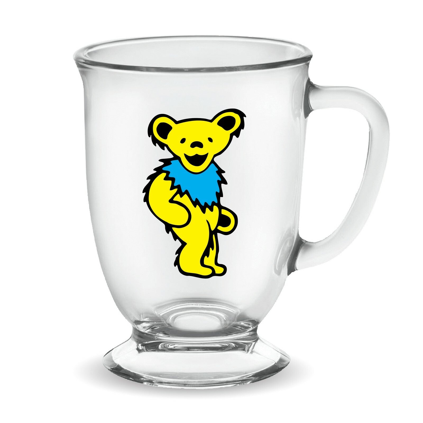  Grateful Dead: Yellow Dancing Bear 16oz Glass Cafe Mug  0674449032023