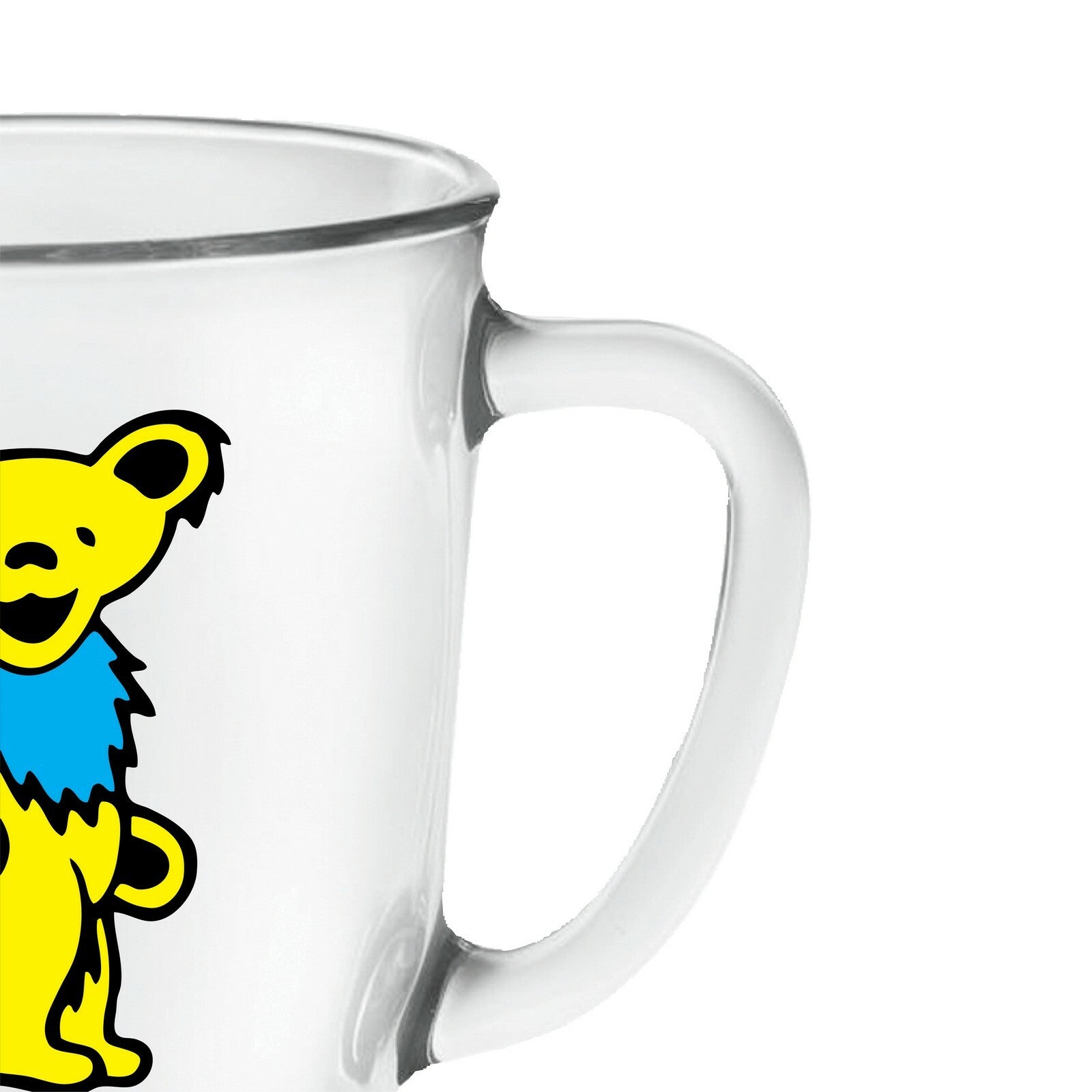  Grateful Dead: Yellow Dancing Bear 16oz Glass Cafe Mug  0674449032023