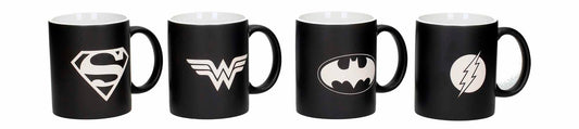  DC Comics: Justice League - 4 Laser Etched Black and White Mugs  8436546892755