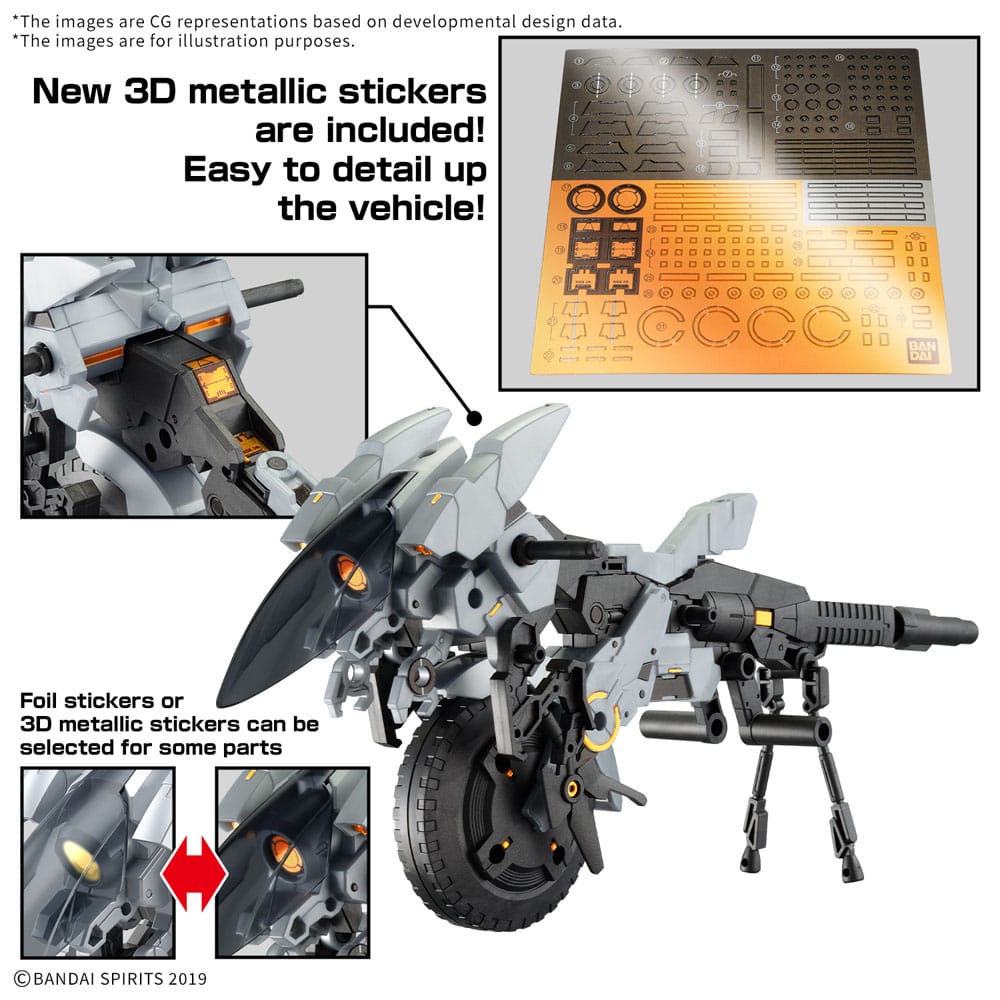 Gundam 30MM Plastic Model Kit 1/144 Extended Armament Vehicle (Metal Cannon Bike Ver.) 4573102683526