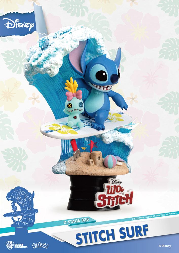 Disney Summer Series D-Stage PVC Diorama Stitch Surf 15 cm 4711385241327