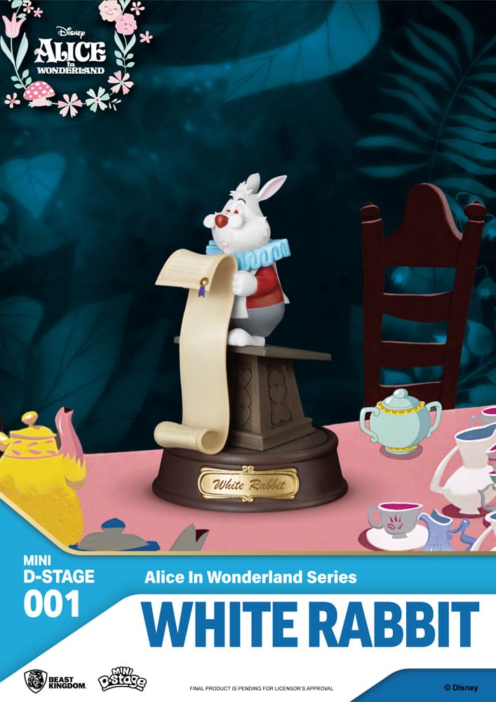 Alice in Wonderland Mini Diorama Stage PVC Statue Glasses White Rabbit 10 cm 4711203446897