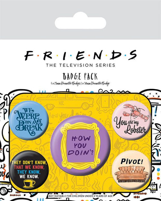 Friends Pin-Back Buttons 5-Pack Quotes 5050293806730