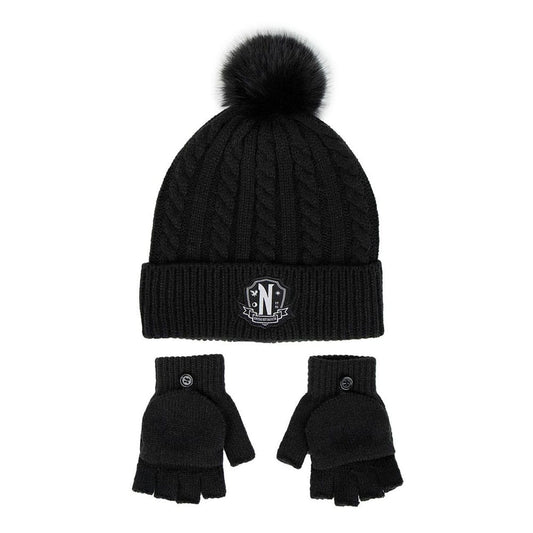 Wednesday Beanie & Gloves Set Nervermore 8445484403541