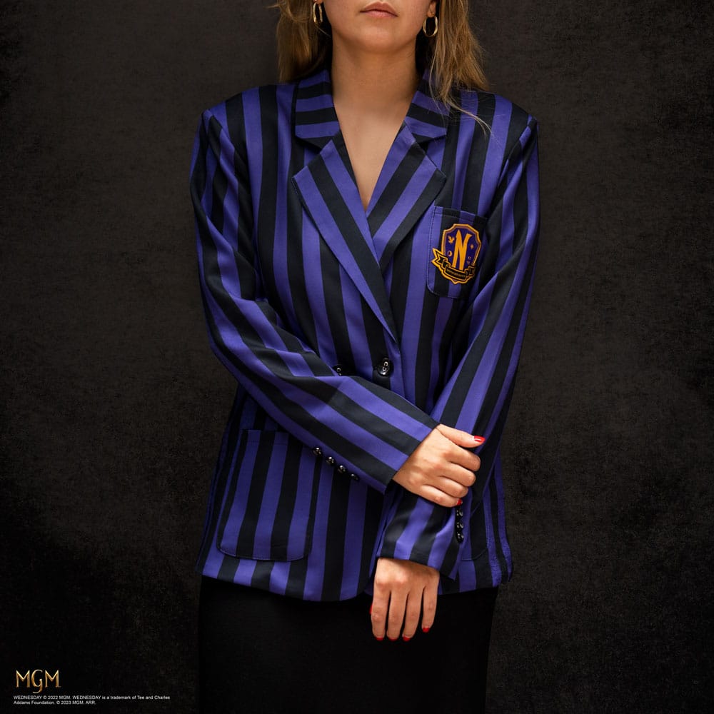 Wednesday Jacket Nevermore Academy Purple Striped Blazer Size L 4895205616394