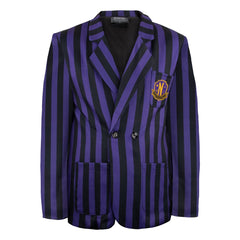 Wednesday Jacket Nevermore Academy Purple Striped Blazer Size L 4895205616394