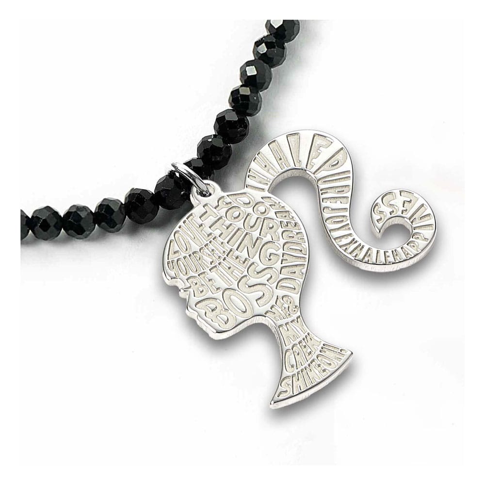 Barbie Pendant & Necklace Silhouette on Black Onyx Bead (Sterling Silver) 5055583455940