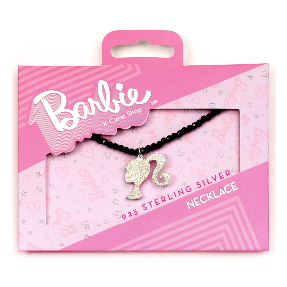 Barbie Pendant & Necklace Silhouette on Black Onyx Bead (Sterling Silver) 5055583455940