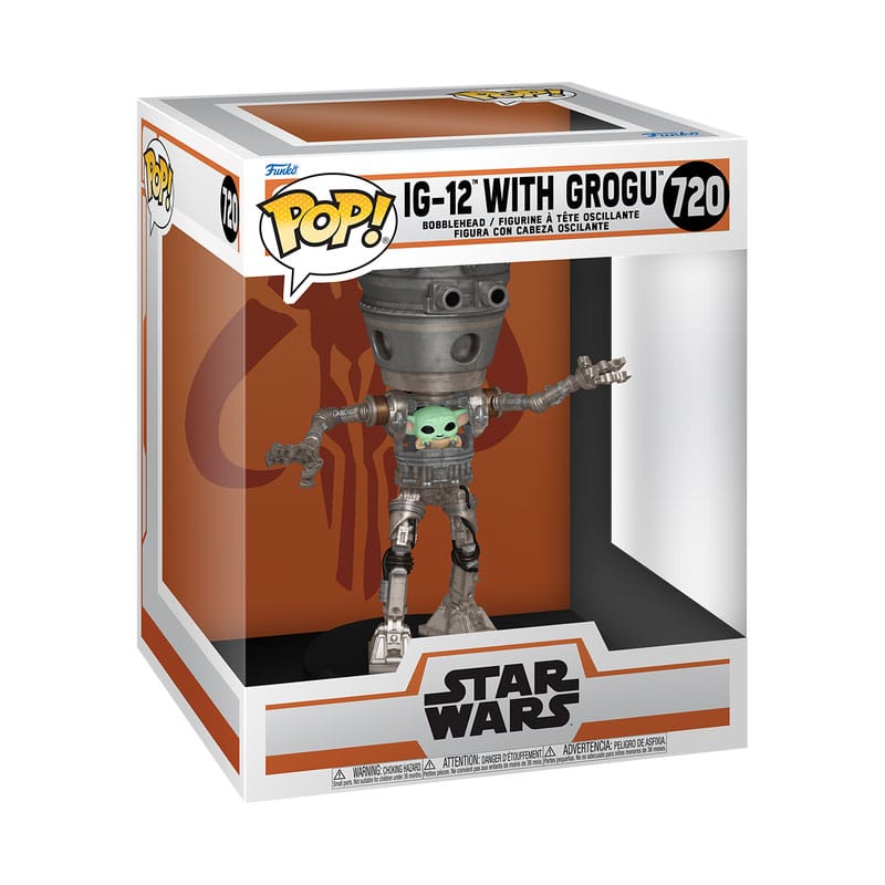 Star Wars: The Mandalorian POP! Deluxe Vinyl Bobblehead Figure IG-12 with Grogu 17 cm 0889698800013