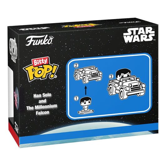 Star Wars Bitty POP! Rides Vinyl Figure Display Han Solo w/Millenium Falcon 2,5 cm 0889698836234