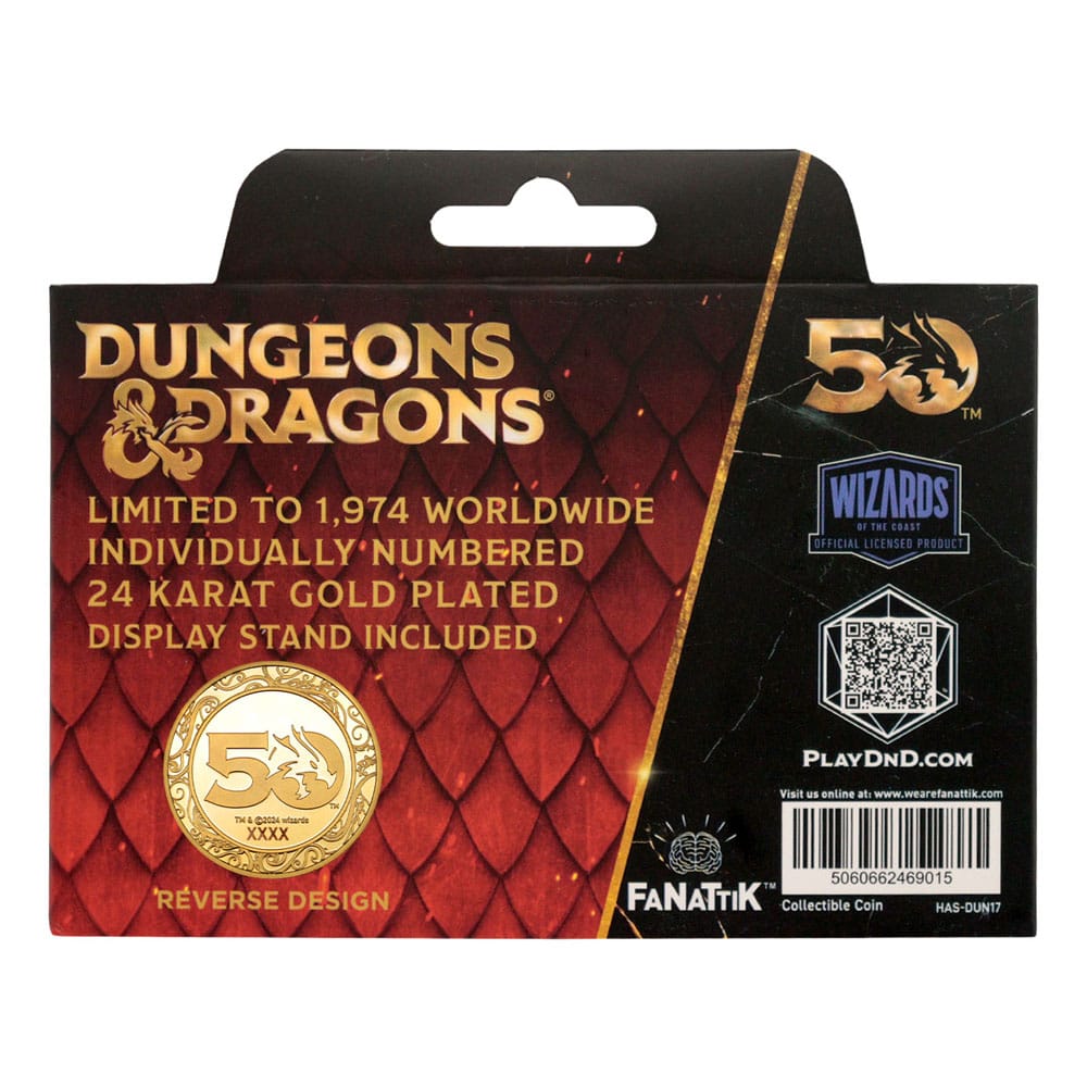 Dungeons & Dragons Collectable Coin 50th Anniversary with Colour Print 24k Gold Plated Edition 4 cm 5060662469015