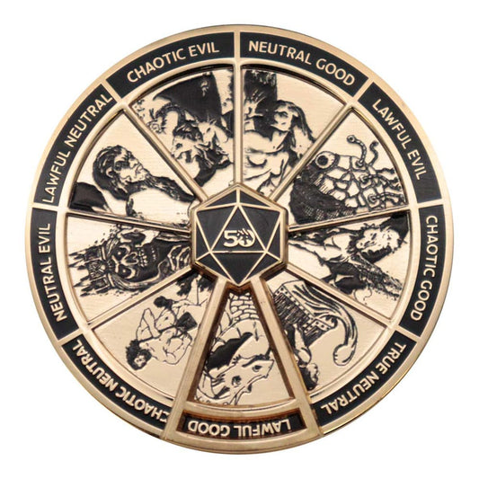 Dungeons & Dragons Pin Badge Alignment Spinner 24k Gold Plated Limited Edition 5060948296106