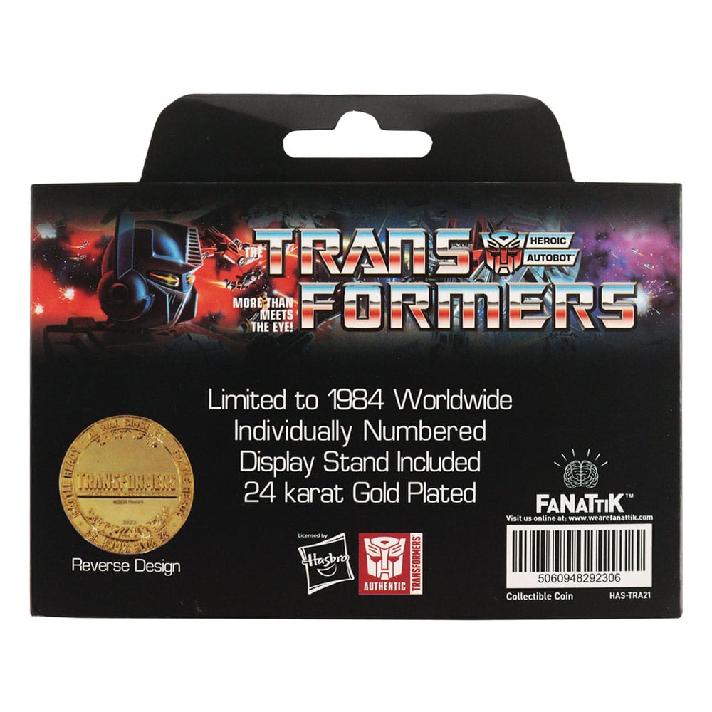 Transformers Collectable Coin 40th Anniversary 24k Gold Plated Edition 4 cm 5060948292306