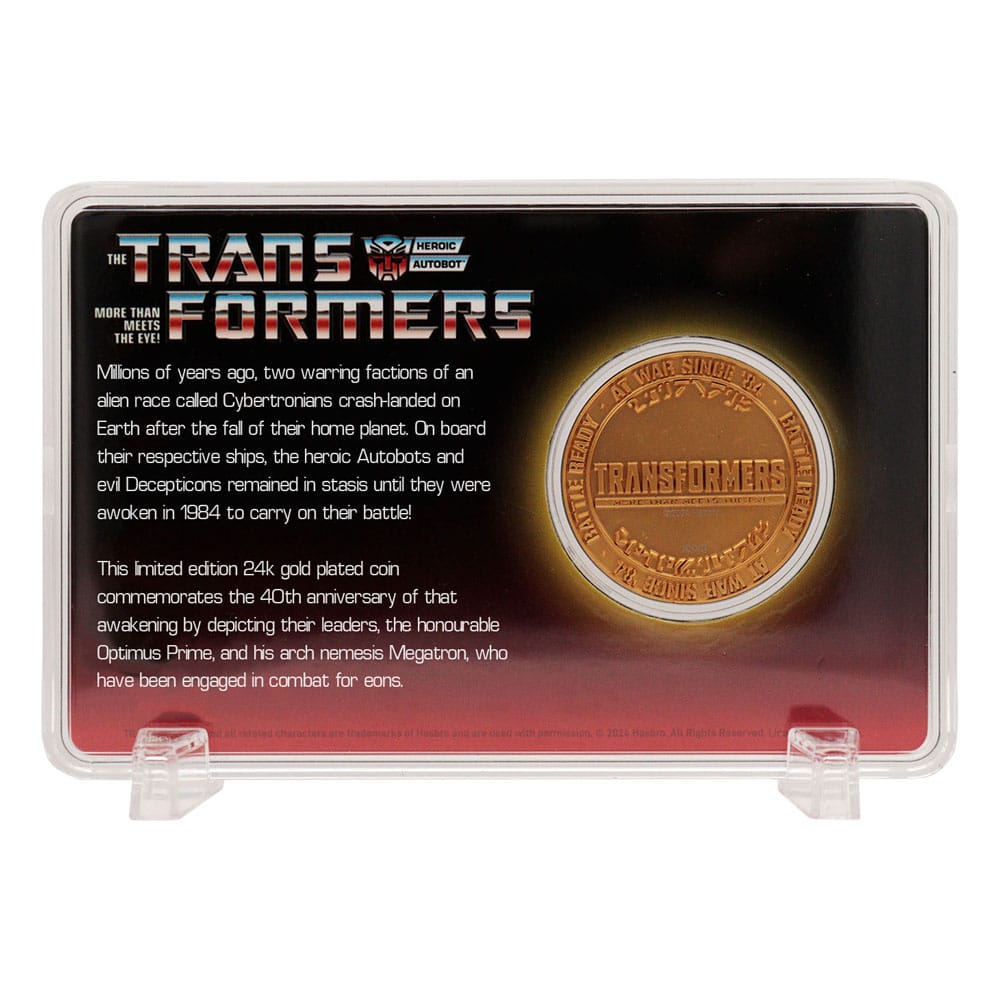 Transformers Collectable Coin 40th Anniversary 24k Gold Plated Edition 4 cm 5060948292306