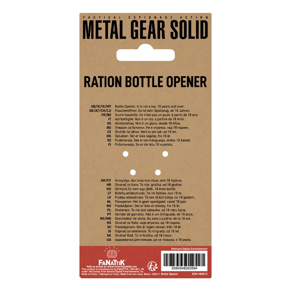 Metal Gear Solid Bottle Opener Solid Ration 8 5060948293594