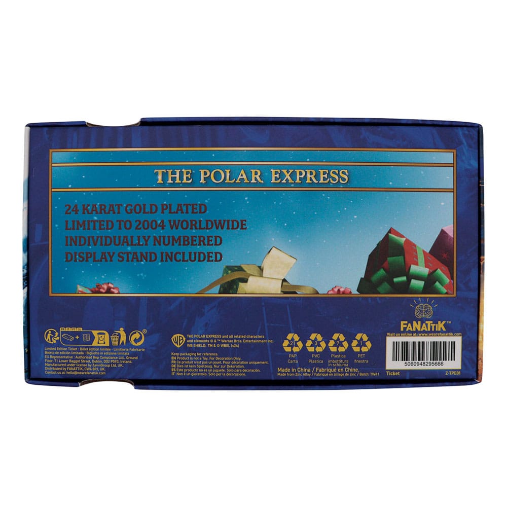 Polar Express Replica Train Ticket 24k Gold Plated Limited Edition 5060948295666