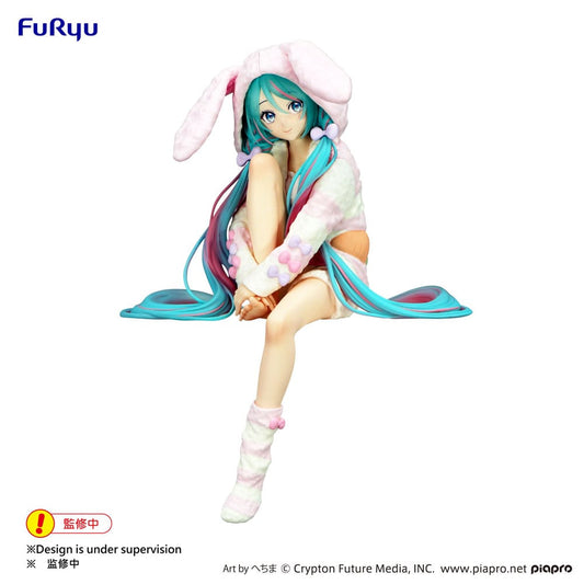 Hatsune Miku Noodle Stopper PVC Statue Rabbit Ear Hood Pajama 14 cm 4582782364083