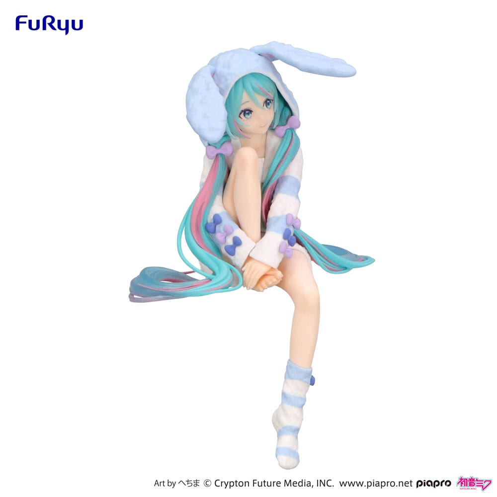 Hatsune Miku Noodle Stopper PVC Statue Hatsune Miku Rabbit Ear Hood Pajama Blue Color Ver. 14 cm 4571623501626