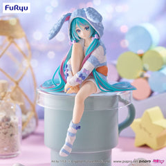 Hatsune Miku Noodle Stopper PVC Statue Hatsune Miku Rabbit Ear Hood Pajama Blue Color Ver. 14 cm 4571623501626