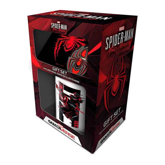 Marvel Mug, Coaster and Keychain Set Spider-Man Miles Morales Web Glitch 5050293859446