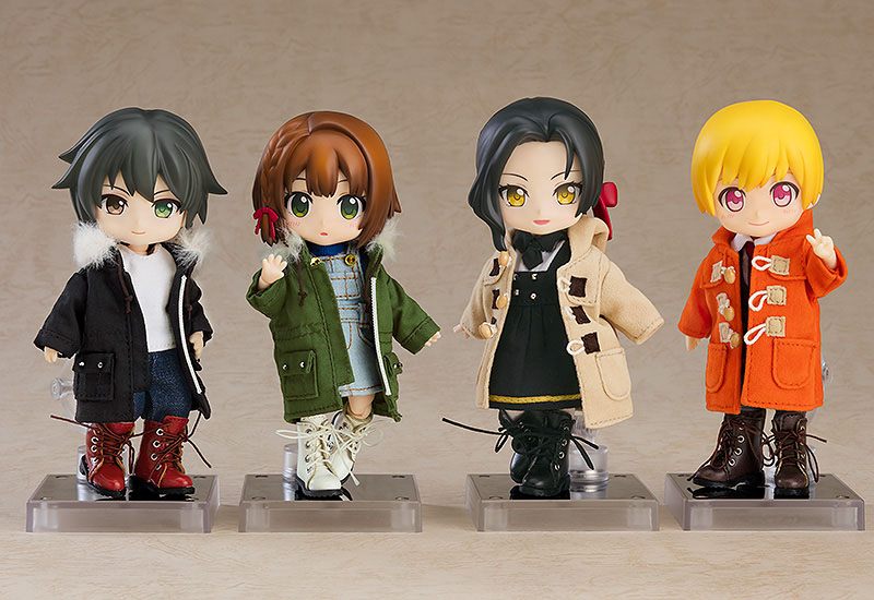 Original Character Parts for Nendoroid Doll Figures Warm Clothing Set: Boots & Mod Coat (Black) 4580590163843