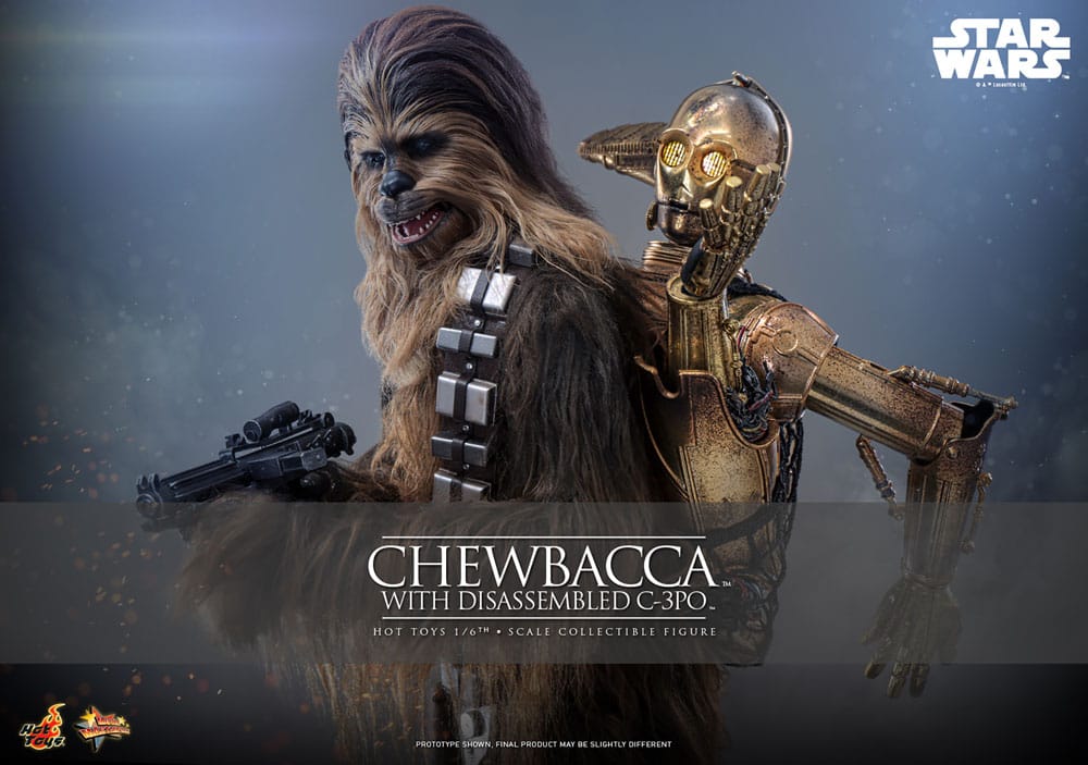 Star Wars Episode V Movie Masterpiece Action Figure 1/6 Chewbacca with Disassembled C-3PO 36 cm 4895228619594