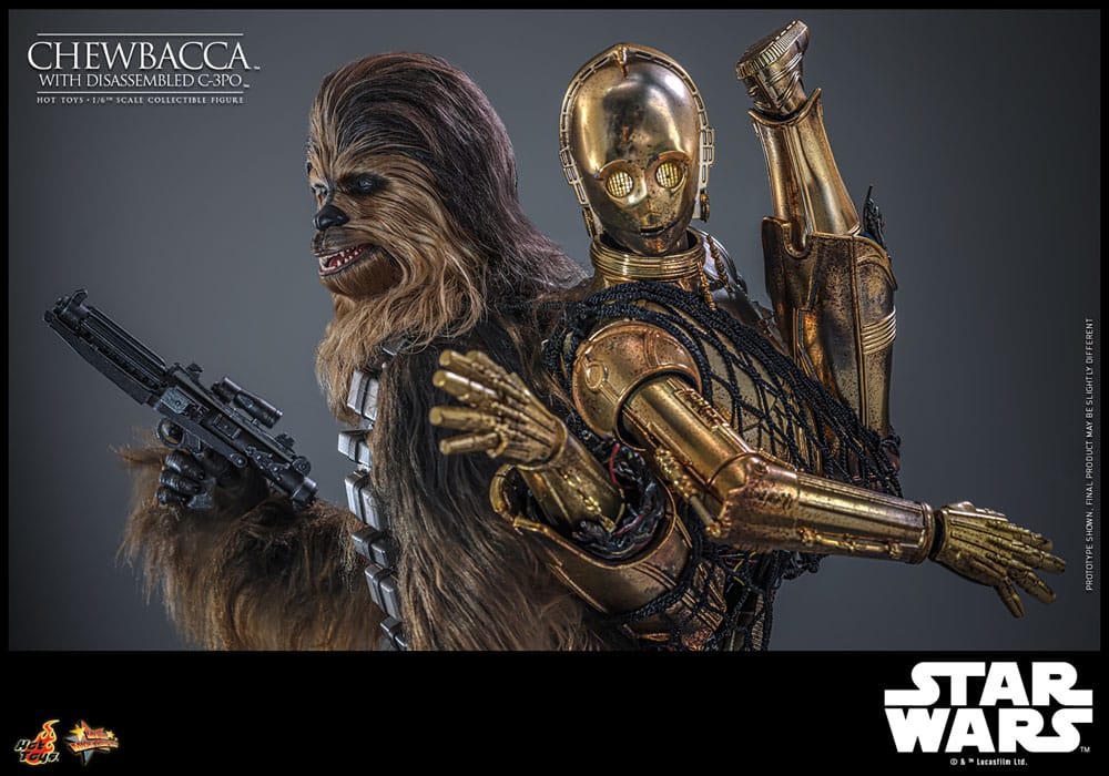 Star Wars Episode V Movie Masterpiece Action Figure 1/6 Chewbacca with Disassembled C-3PO 36 cm 4895228619594