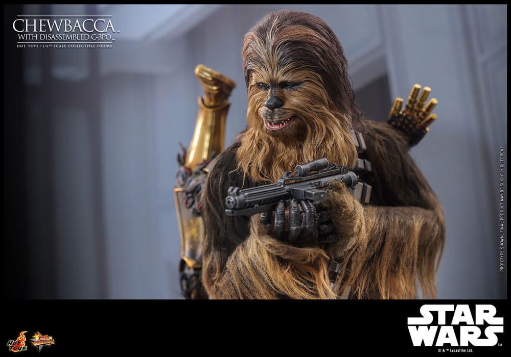 Star Wars Episode V Movie Masterpiece Action Figure 1/6 Chewbacca with Disassembled C-3PO 36 cm 4895228619594