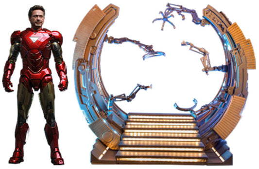 Marvel's The Avengers Movie Masterpiece Diecast Action Figure 1/6 Iron Man Mark VI (2.0) with Suit-Up Gantry 32 cm 4895228613356