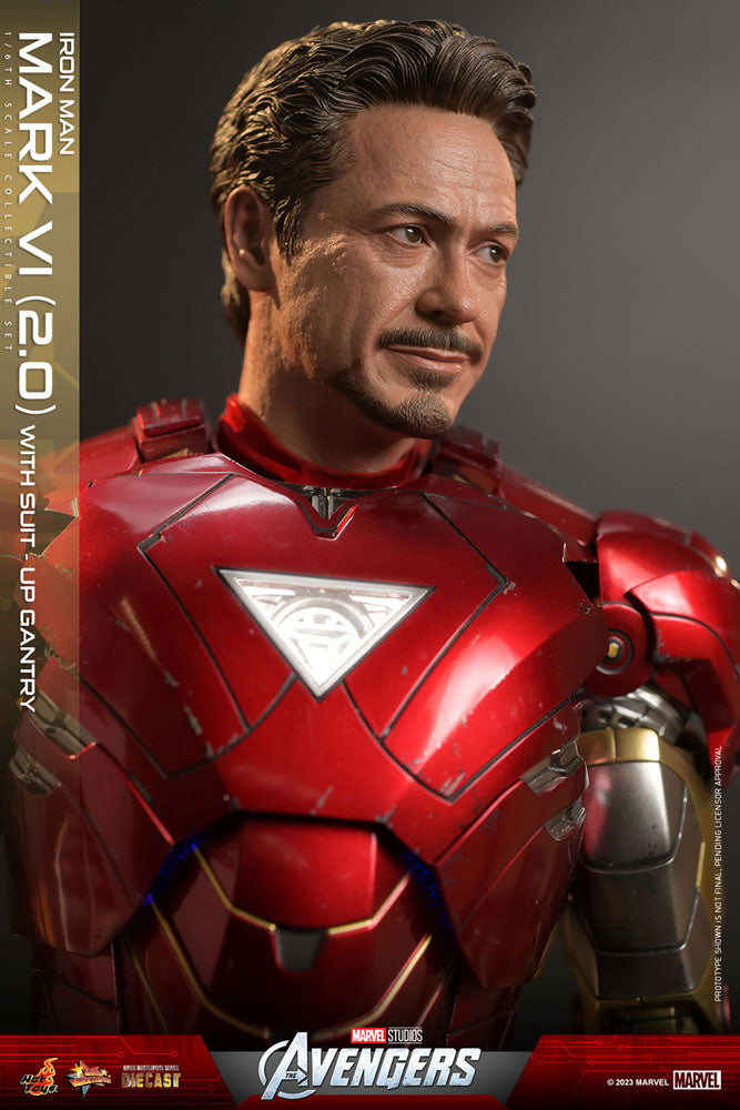 Marvel's The Avengers Movie Masterpiece Diecast Action Figure 1/6 Iron Man Mark VI (2.0) with Suit-Up Gantry 32 cm 4895228613356