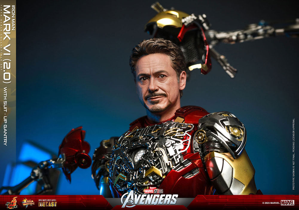 Marvel's The Avengers Movie Masterpiece Diecast Action Figure 1/6 Iron Man Mark VI (2.0) with Suit-Up Gantry 32 cm 4895228613356