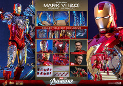 Marvel's The Avengers Movie Masterpiece Diecast Action Figure 1/6 Iron Man Mark VI (2.0) with Suit-Up Gantry 32 cm 4895228613356