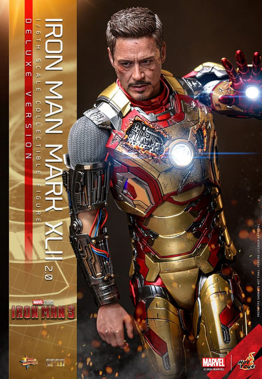 Iron Man 3 Movie Masterpiece Diecast Action Figure 1/6 Iron Man Mark XLII (2.0) Deluxe 32 cm 4895228619044