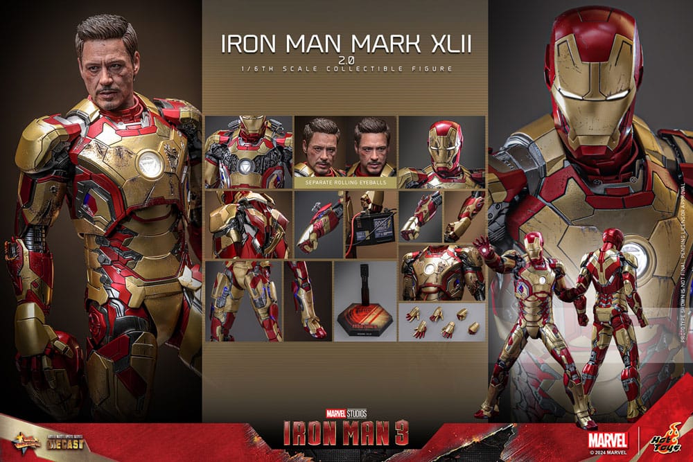 Iron Man 3 Movie Masterpiece Diecast Action Figure 1/6 Iron Man Mark XLII (2.0) 32 cm 4895228619020