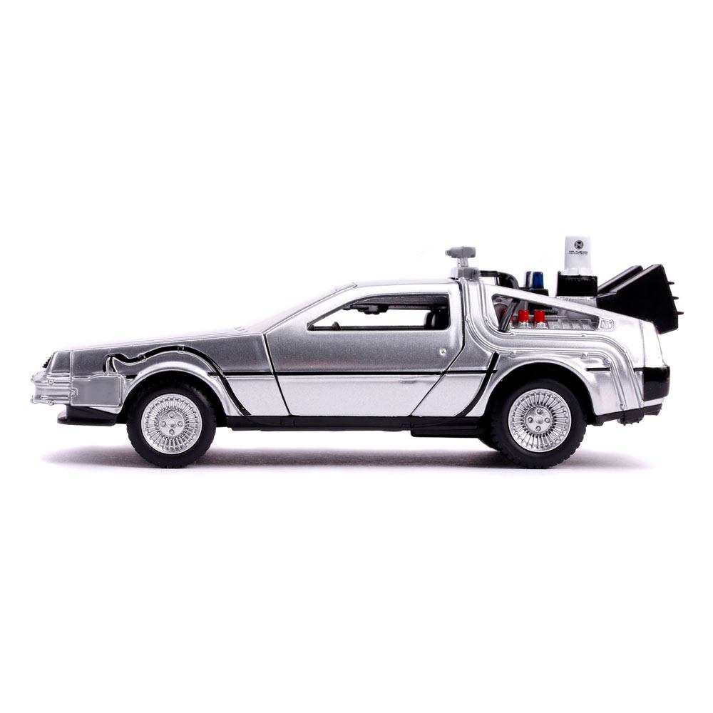 Back to the Future II Hollywood Rides Diecast Model 1/32 DeLorean Time Machine 0801310305416