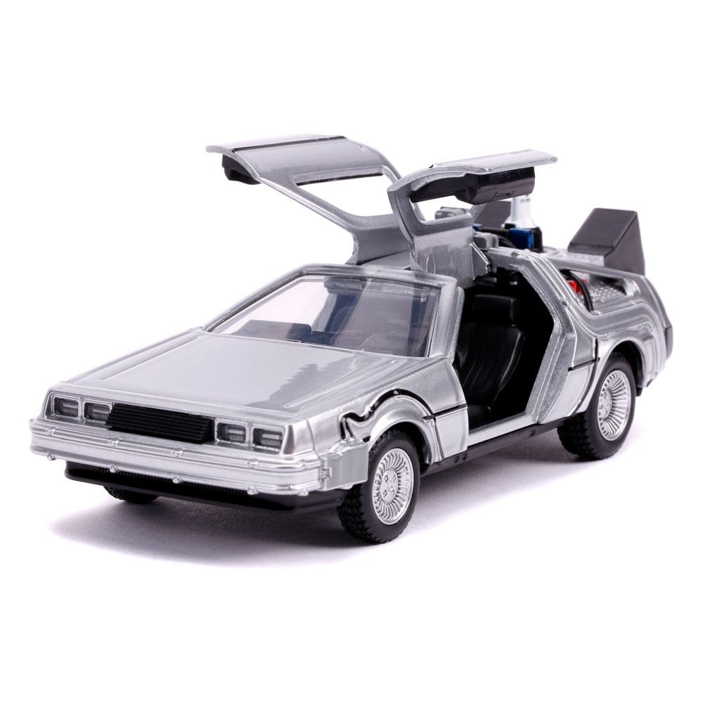 Back to the Future II Hollywood Rides Diecast Model 1/32 DeLorean Time Machine 0801310305416