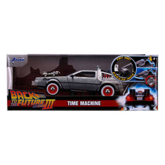 Back to the Future III Hollywood Rides Diecast Model 1/24 DeLorean Time Machine 0801310321669