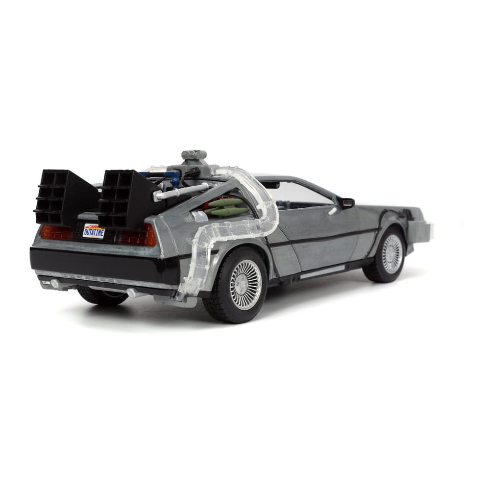 Back to the Future Hollywood Rides Diecast Model 1/24 Back to the Future 1 Time Machine 0801310329115