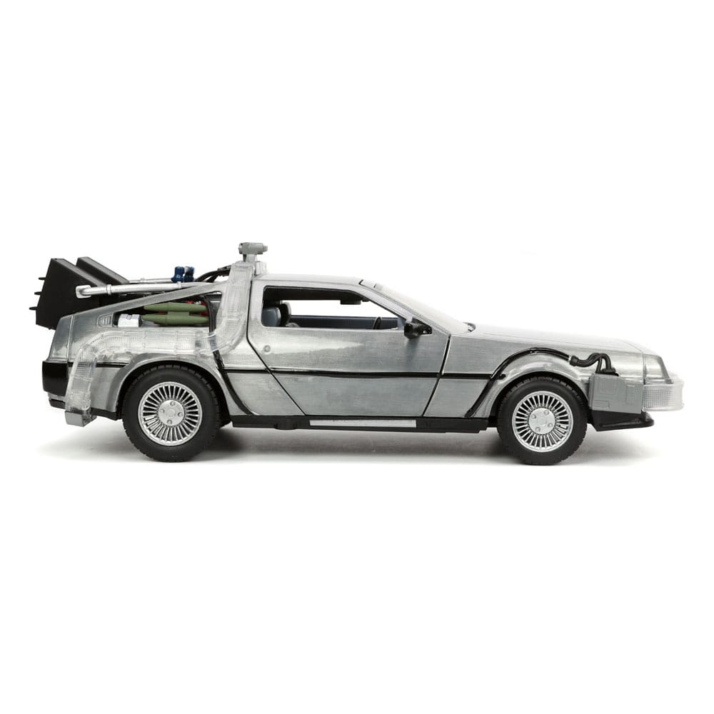 Back to the Future Hollywood Rides Diecast Model 1/24 Back to the Future 1 Time Machine 0801310329115