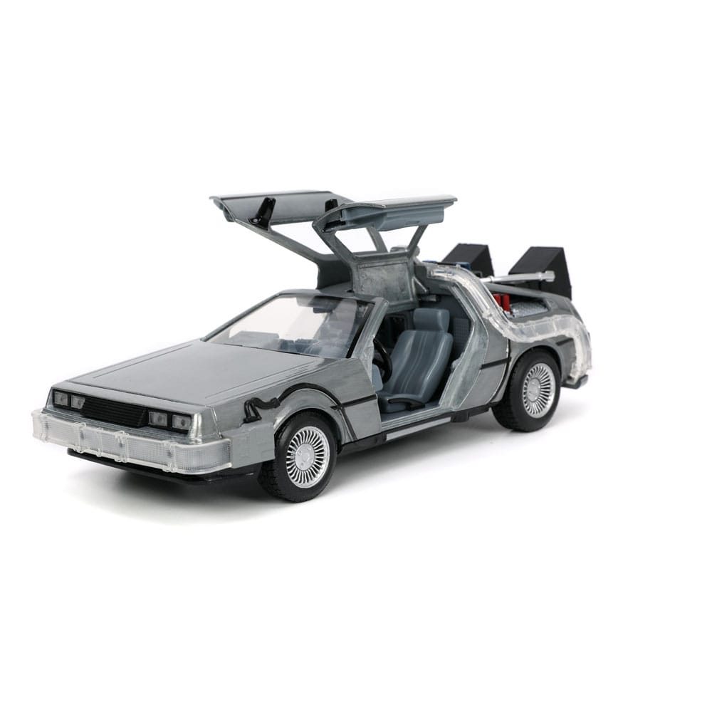 Back to the Future Hollywood Rides Diecast Model 1/24 Back to the Future 1 Time Machine 0801310329115