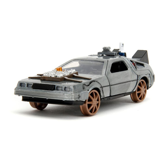 Back to the Future III Hollywood Rides Diecast Model 1/32 DeLorean Time Machine Railroad Wheels 0801310347867