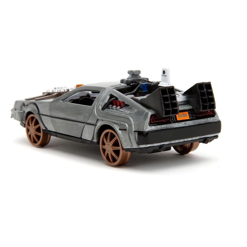 Back to the Future III Hollywood Rides Diecast Model 1/32 DeLorean Time Machine Railroad Wheels 0801310347867