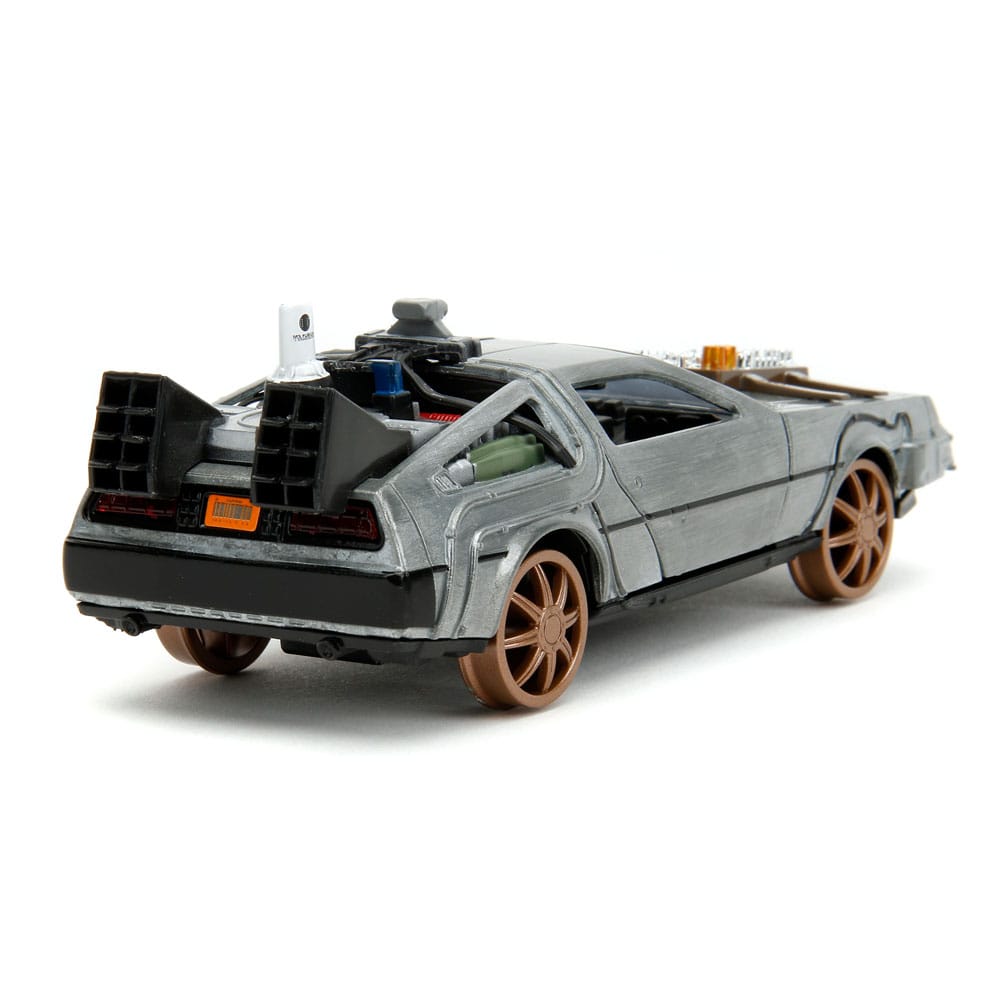 Back to the Future III Hollywood Rides Diecast Model 1/32 DeLorean Time Machine Railroad Wheels 0801310347867