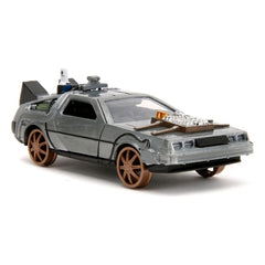 Back to the Future III Hollywood Rides Diecast Model 1/32 DeLorean Time Machine Railroad Wheels 0801310347867